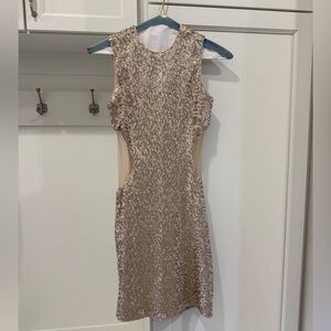 Dress the Population Shimmering Gold Mini Dress